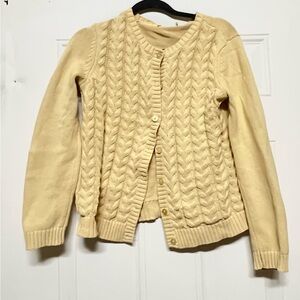 Cream Cable Knit Cardigan Sweater - Women's